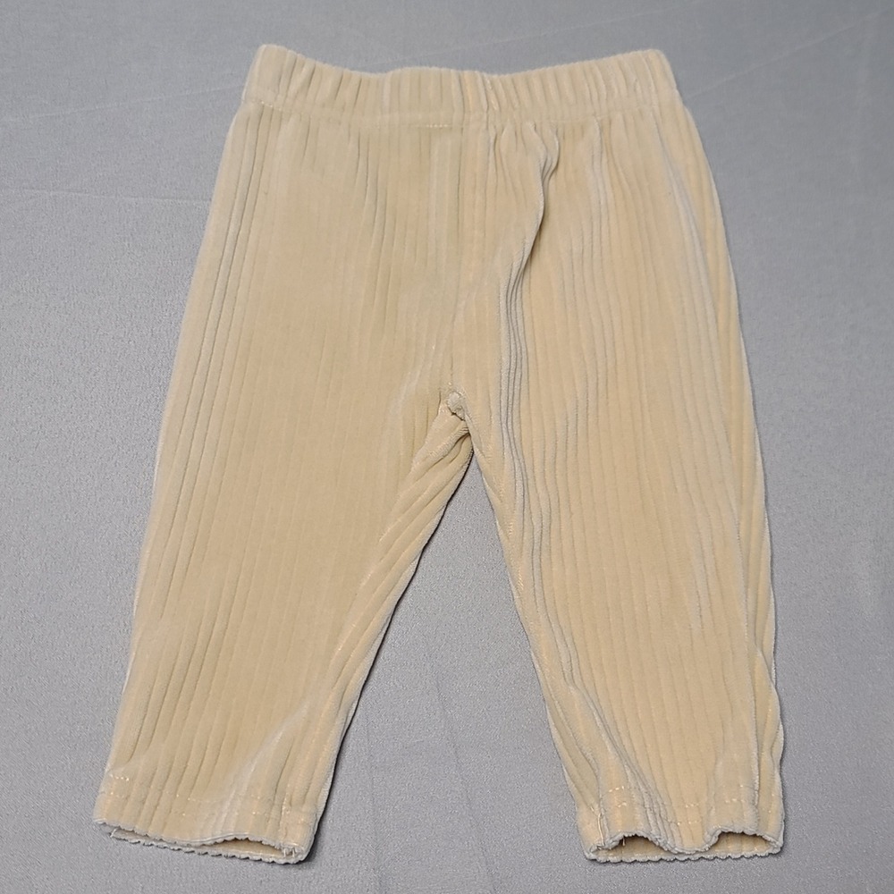 Disney Baby Ribbed Velour Leggings Kids 6/9M Cream Plush Elastic Waist Pants